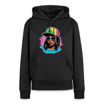 Urbanes Vibe Girl - Frauen Premium Bio Hoodie - Schwarz - Vorne - Julia (174cm)
