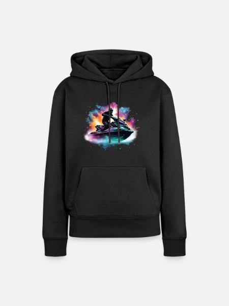 Per Jetski durch die Galaxis - Frauen Premium Bio Hoodie - Schwarz