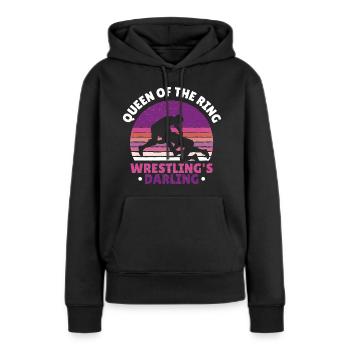 Entraîneur de lutte, lutteur, grappling, arts martiaux - Sweat à capuche Premium bio Femme - noir - Devant - Julia (174cm)