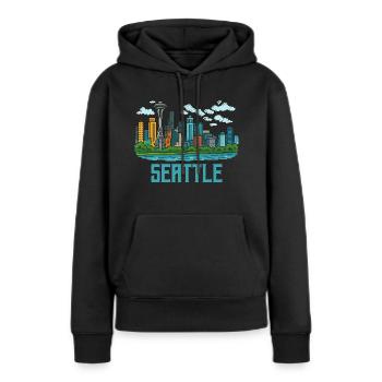 Ville de Seattle - Sweat à capuche Premium bio Femme - noir - Devant - Julia (174cm)