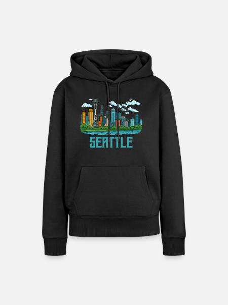 seattle stadt - Frauen Premium Bio Hoodie - Schwarz