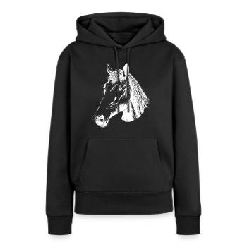 Tête de cheval - Sweat à capuche Premium bio Femme - noir - Devant - Julia (174cm)