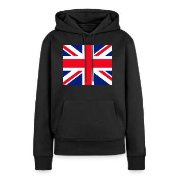 Masque facial Union Jack - Sweat à capuche Premium bio Femme - noir - Devant - Julia (174cm)