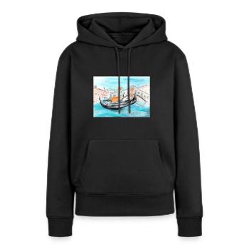 Fuchs in Venedig als Gondoliere - Frauen Premium Bio Hoodie - Schwarz - Vorne - Julia (174cm)