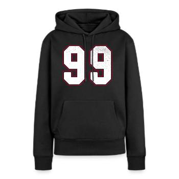 Numéro quatre-vingt-dix neuf - 99 Classic Vintage Sport - Sweat à capuche Premium bio Femme - noir - Devant - Julia (174cm)