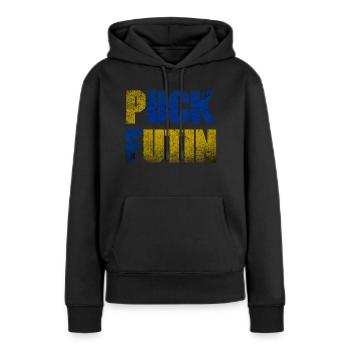 Puck Futin - Frauen Premium Bio Hoodie - Schwarz - Vorne - Julia (174cm)