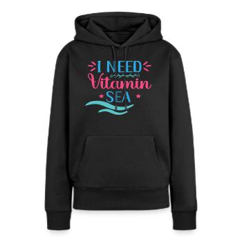 J’ai besoin de Vitamin Sea - Sweat à capuche Premium bio Femme - noir - Devant - Julia (174cm)