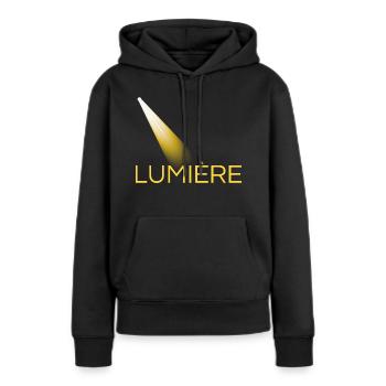 lumière jaune - Sweat à capuche Premium bio Femme - noir - Devant - Julia (174cm)