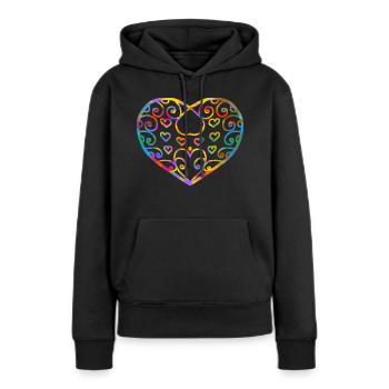 Cœur - Sweat à capuche Premium bio Femme - noir - Devant - Julia (174cm)