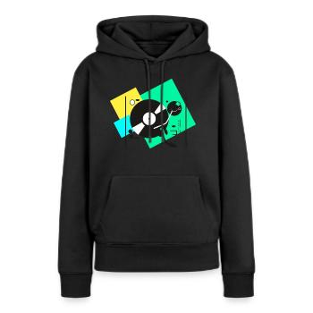 Platines colorées - Sweat à capuche Premium bio Femme - noir - Devant - Julia (174cm)