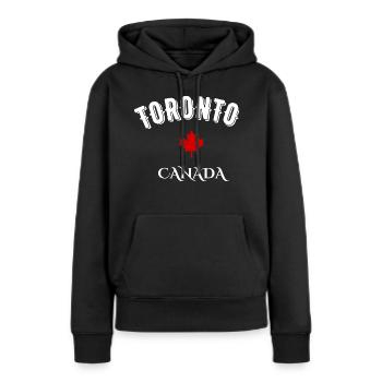 Toronto canada - Sweat à capuche Premium bio Femme - noir - Devant - Julia (174cm)