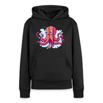 Calmar - Sweat à capuche Premium bio Femme - noir - Devant - Julia (174cm)