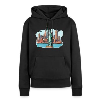 NY City - Frauen Premium Bio Hoodie - Schwarz - Vorne - Julia (174cm)