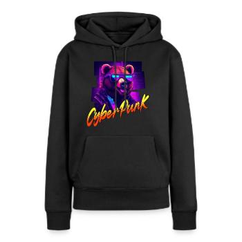 Ours Cyberpunk - Sweat à capuche Premium bio Femme - noir - Devant - Julia (174cm)