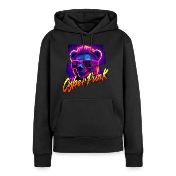Ours Cyberpunk - Sweat à capuche Premium bio Femme - noir - Devant - Julia (174cm)