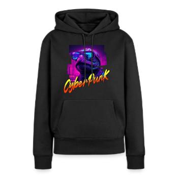 Tortue Cyberpunk - Sweat à capuche Premium bio Femme - noir - Devant - Julia (174cm)