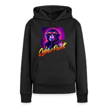 Singe Cyberpunk - Sweat à capuche Premium bio Femme - noir - Devant - Julia (174cm)