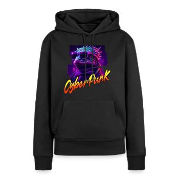 Lézard Cyberpunk - Sweat à capuche Premium bio Femme - noir - Devant - Julia (174cm)