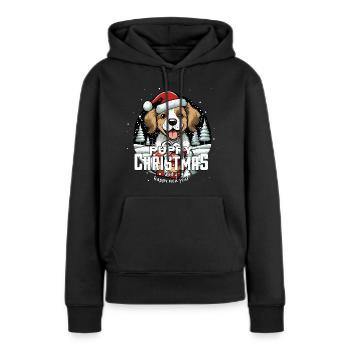 Weihnachtshund Puppy Christmas - Frauen Premium Bio Hoodie - Schwarz - Vorne - Julia (174cm)