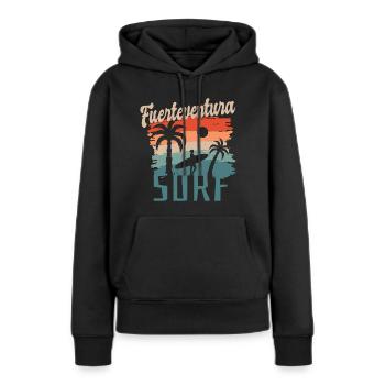 Fuerteventura Surf Island - Kanaren - Spanien - Frauen Premium Bio Hoodie - Schwarz - Vorne - Julia (174cm)