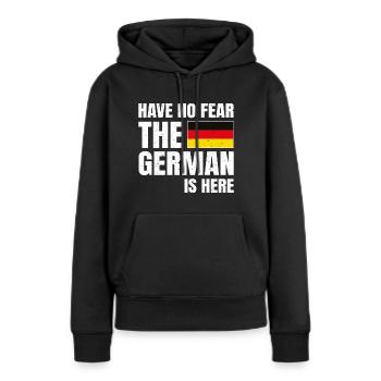 N’ayez crainte L’allemand est là Deutscher - Sweat à capuche Premium bio Femme - noir - Devant - Julia (174cm)