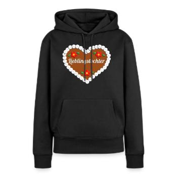 Lieblingstochter Lebkuchenherz Tochter Geschenk - Frauen Premium Bio Hoodie - Schwarz - Vorne - Julia (174cm)