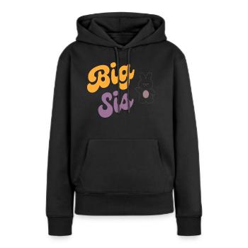 BIG SIS - Frauen Premium Bio Hoodie - Schwarz - Vorne - Julia (174cm)