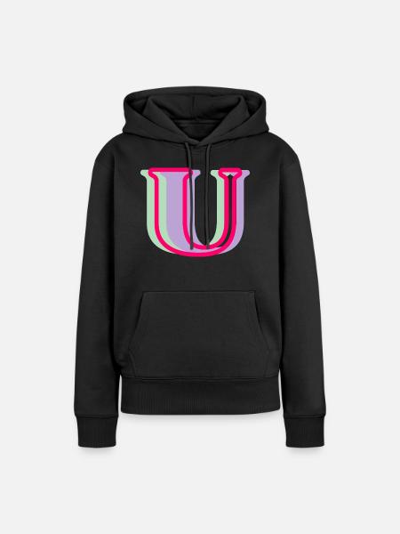 Mehrfarbiger Buchstabe u - Frauen Premium Bio Hoodie - Schwarz