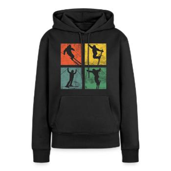 Ski ski skieur sports d'hiver - Sweat à capuche Premium bio Femme - noir - Devant - Julia (174cm)