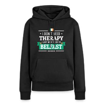 BELFAST THERAPIE IRLAND ÉIRE LIEBE IRE GESCHENK - Frauen Premium Bio Hoodie - Schwarz - Vorne - Julia (174cm)