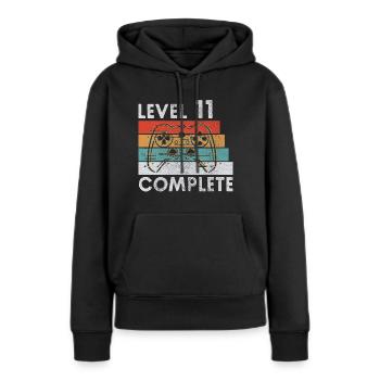 LEVEL 11 COMPLETE 11. GEBURTSTAG GAMING GESCHENK - Frauen Premium Bio Hoodie - Schwarz - Vorne - Julia (174cm)