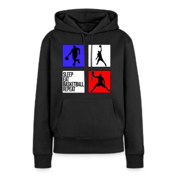 basket basket-ball sommeil manger basket répéter - Sweat à capuche Premium bio Femme - noir - Devant - Julia (174cm)