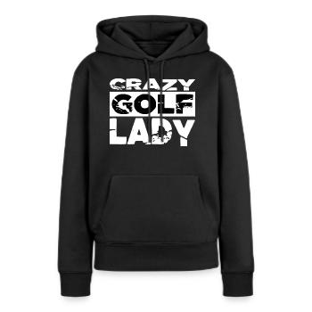 golfcoachgifts golfcoachgift girlsgolf putter - Sweat à capuche Premium bio Femme - noir - Devant - Julia (174cm)