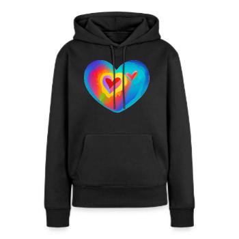 Mariage Fête des mères Saint-Valentin Fiançailles Amour - Sweat à capuche Premium bio Femme - noir - Devant - Julia (174cm)