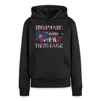 Patrimoine hispanique Boricua - Sweat à capuche Premium bio Femme - noir - Devant - Julia (174cm)