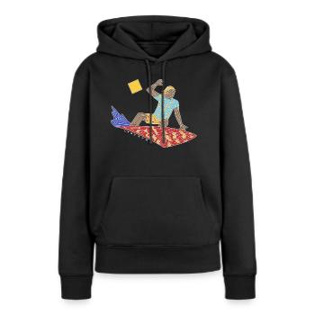 Labyrinthe Surfeur - Sweat à capuche Premium bio Femme - noir - Devant - Julia (174cm)