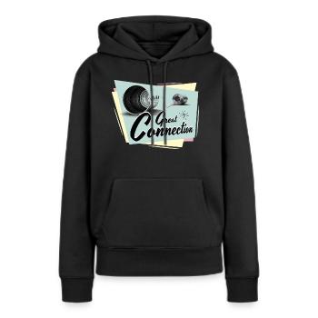Fifties Super téléphone connecté - Sweat à capuche Premium bio Femme - noir - Devant - Julia (174cm)