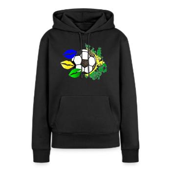 Baiser de football (Brésil) 02 - Sweat à capuche Premium bio Femme - noir - Devant - Julia (174cm)