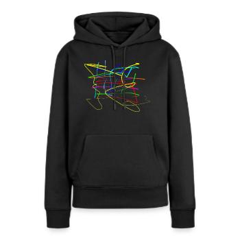 Buntes zum Quadrat - Frauen Premium Bio Hoodie - Schwarz - Vorne - Julia (174cm)