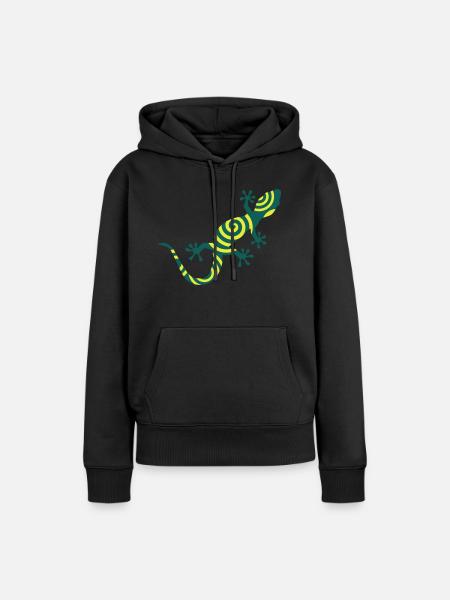 Gecko - Frauen Premium Bio Hoodie - Schwarz