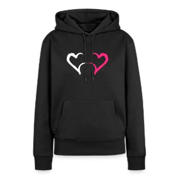Herz in Rosa und Weiß - Frauen Premium Bio Hoodie - Schwarz - Vorne - Julia (174cm)