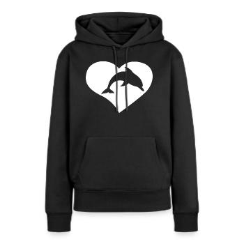 Love Dolphin - Frauen Premium Bio Hoodie - Schwarz - Vorne - Julia (174cm)