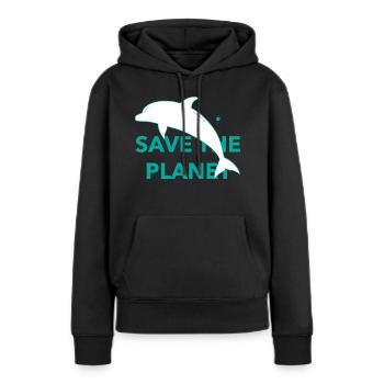 Save The Planet - Frauen Premium Bio Hoodie - Schwarz - Vorne - Julia (174cm)