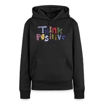 Pensez positif - Sweat à capuche Premium bio Femme - noir - Devant - Julia (174cm)