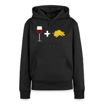 Vin Rouge Et pâtes - Sweat à capuche Premium bio Femme - noir - Devant - Julia (174cm)