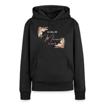 élu meilleure maman du monde - Sweat à capuche Premium bio Femme - noir - Devant - Julia (174cm)