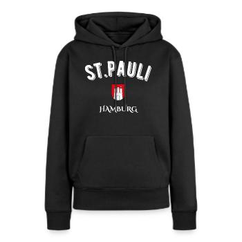 st. pauli Hambourg - Sweat à capuche Premium bio Femme - noir - Devant - Julia (174cm)