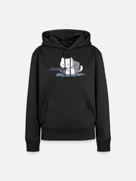 PewPew Kitty - Frauen Premium Bio Hoodie - Schwarz