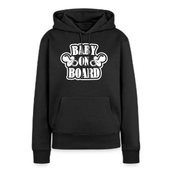 Baby on Board - Frauen Premium Bio Hoodie - Schwarz - Vorne - Julia (174cm)
