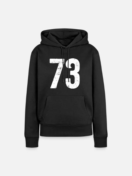 73 Zahlen Weiß - Frauen Premium Bio Hoodie - Schwarz